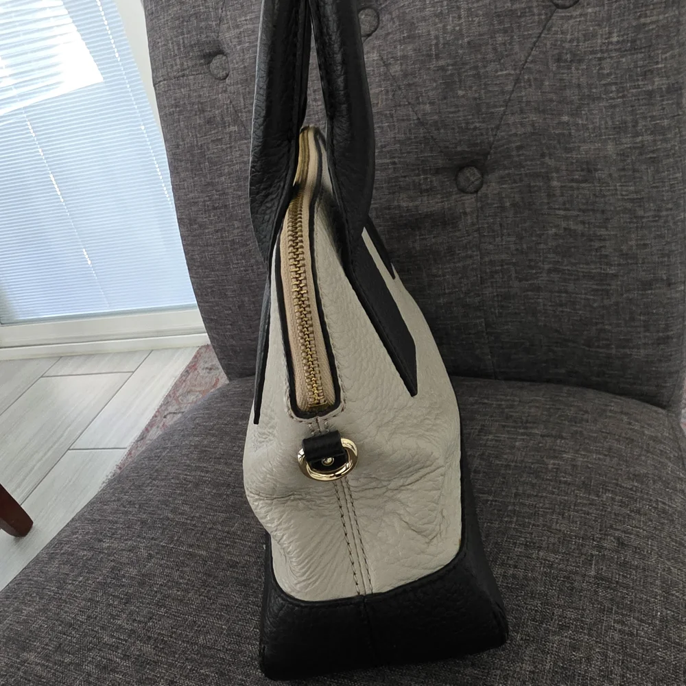 kate spade New York Two-Tone Black & Cream Leather Satchel